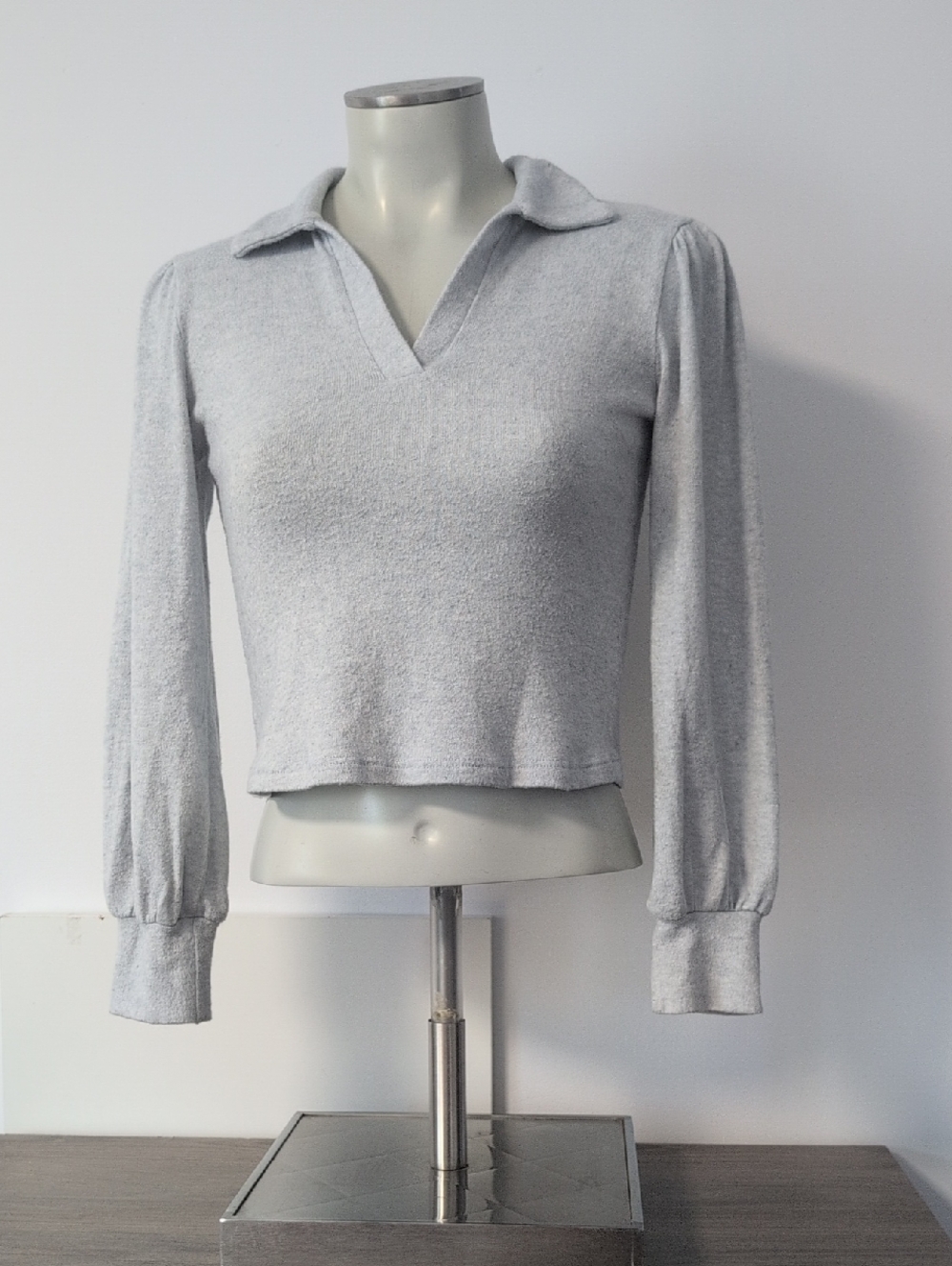 S Lush Light Blue Cropped Knit Sweater